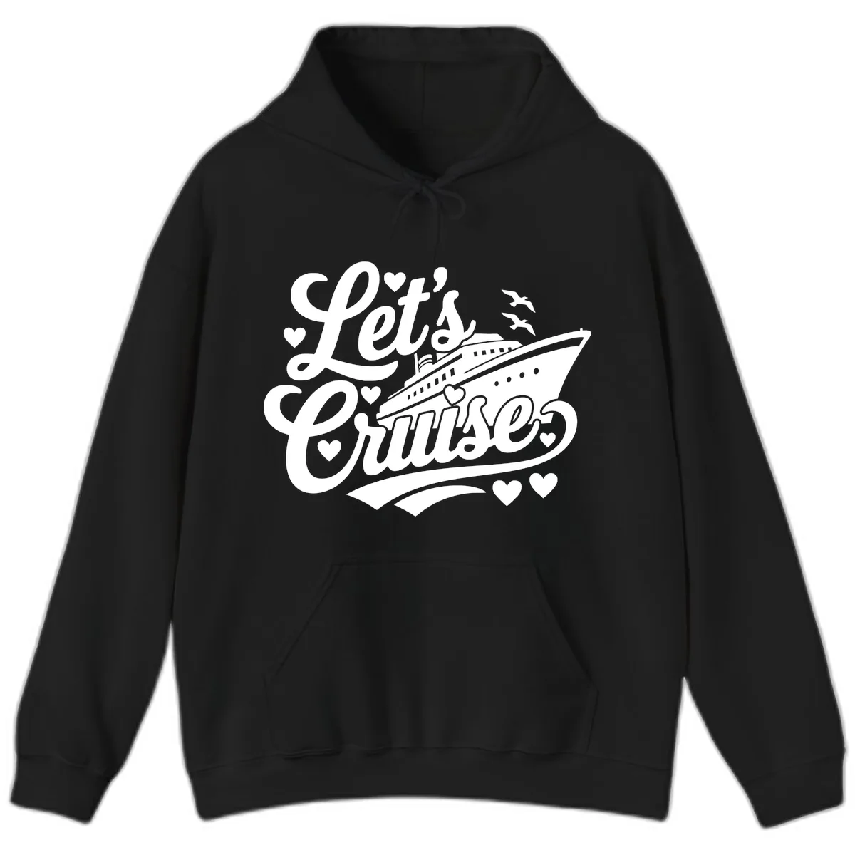 Let's Cruise Ship Design Hoodie in Black