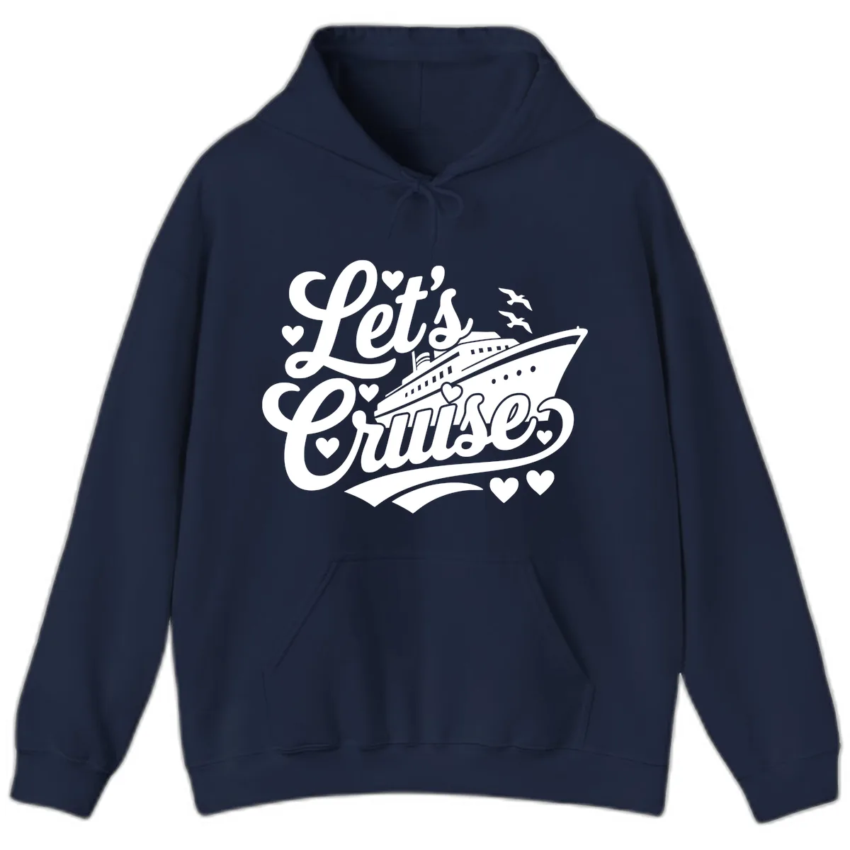 Let's Cruise Ship Design Hoodie in Navy