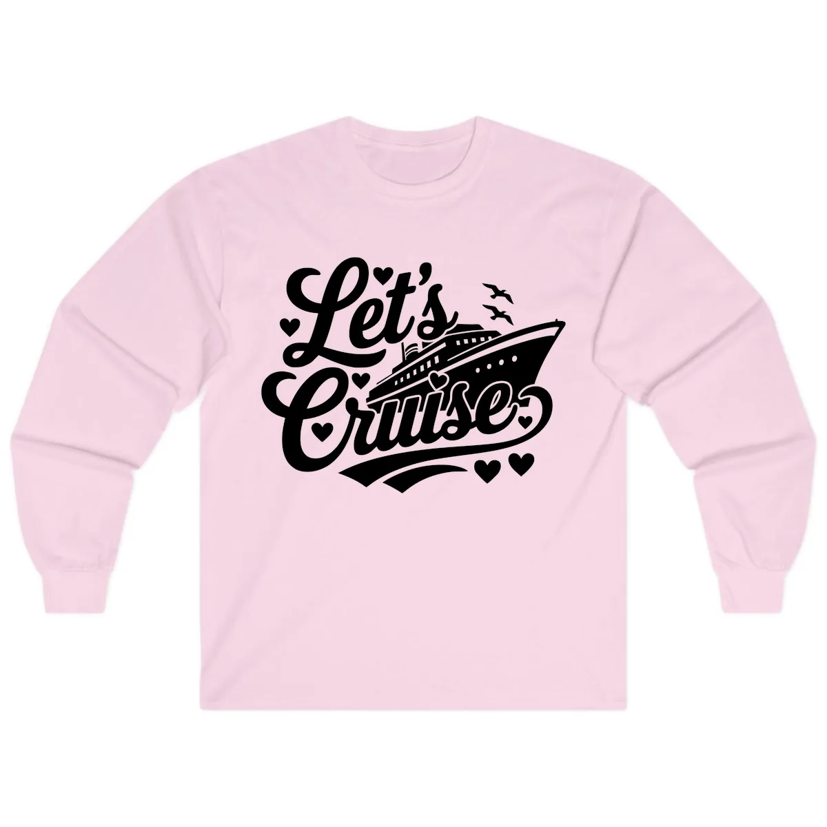 Let's Cruise Ship Design Long Sleeve in Light Pink