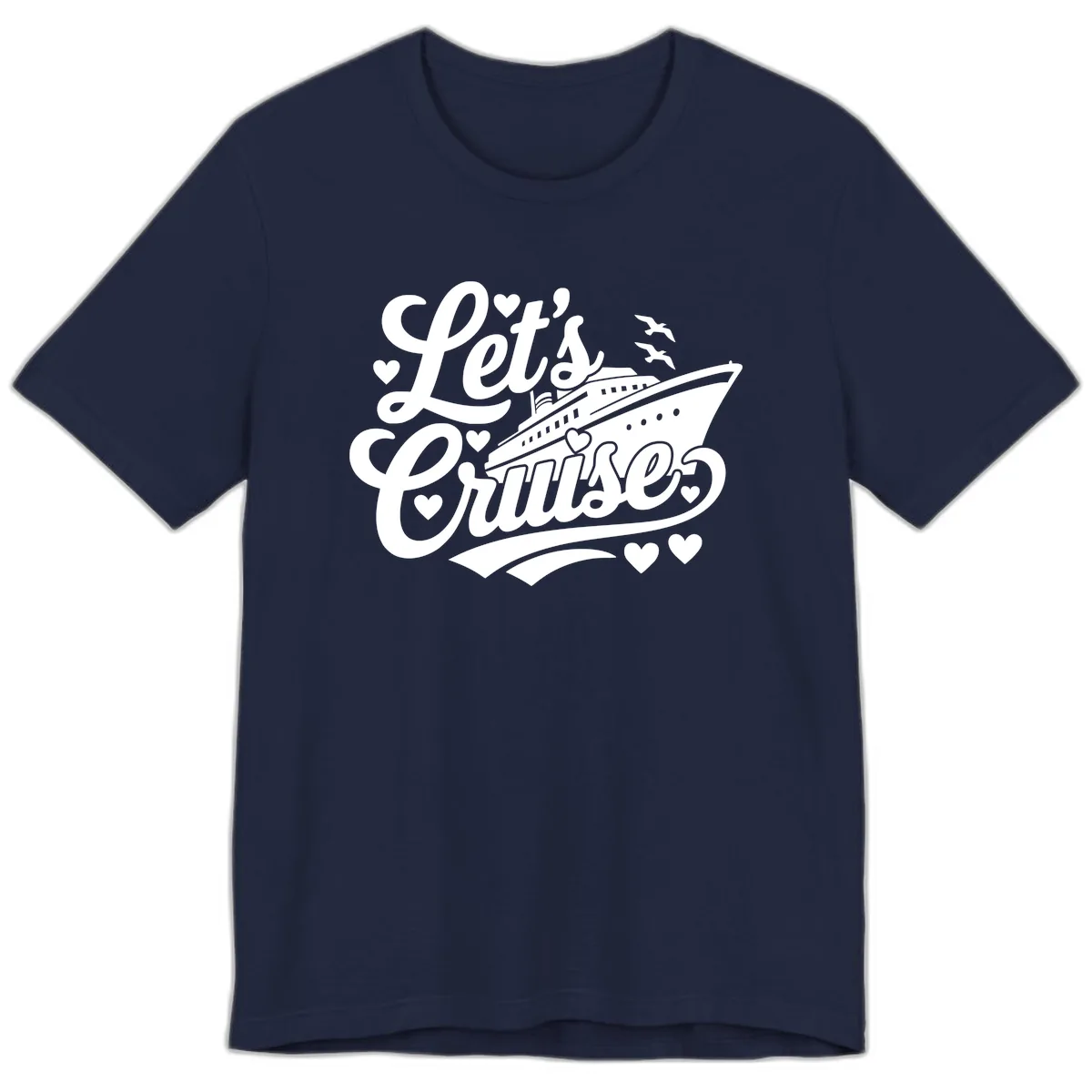Let's Cruise Ship Design Premium T-Shirt in Navy