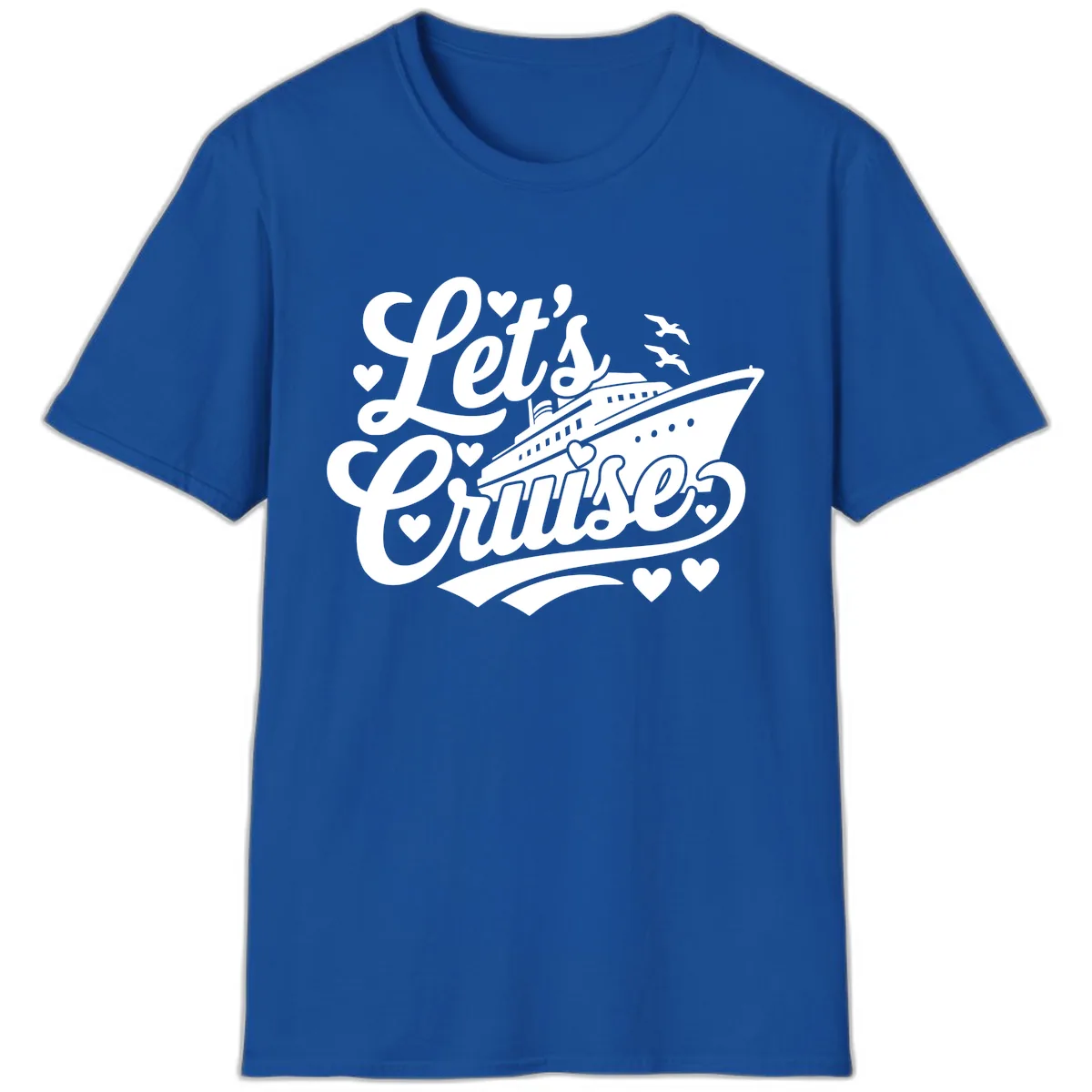 Let's Cruise Ship Design T-Shirt in Royal