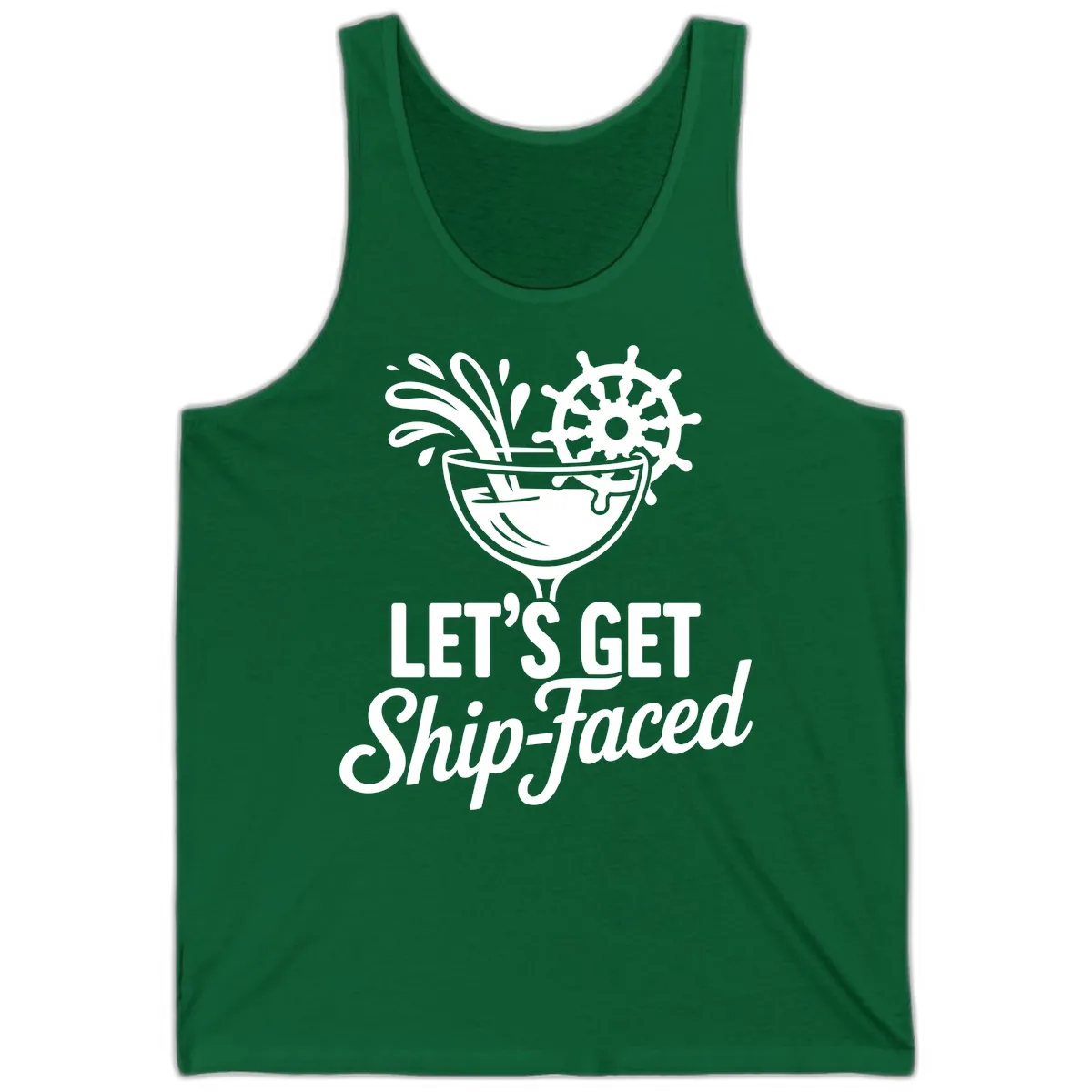 Let's Get Ship-Faced Cocktail Design Tank in Kelly