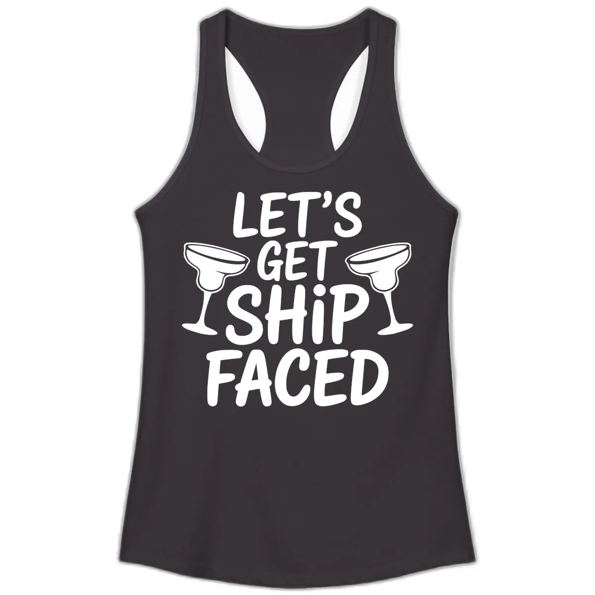 Let's Get Ship Faced Cruise Design Ladies Tank in Black