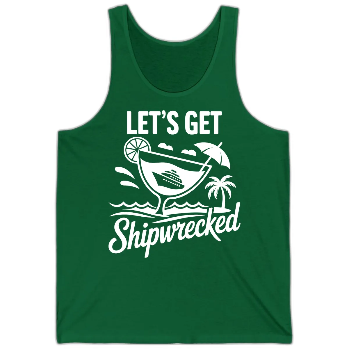 Let's Get Shipwrecked Cruise Design Tank in Kelly