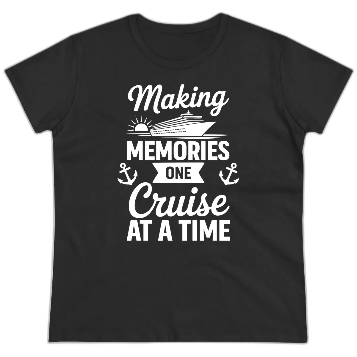 Making Memories One Cruise At A Time Ladies Tee in Black