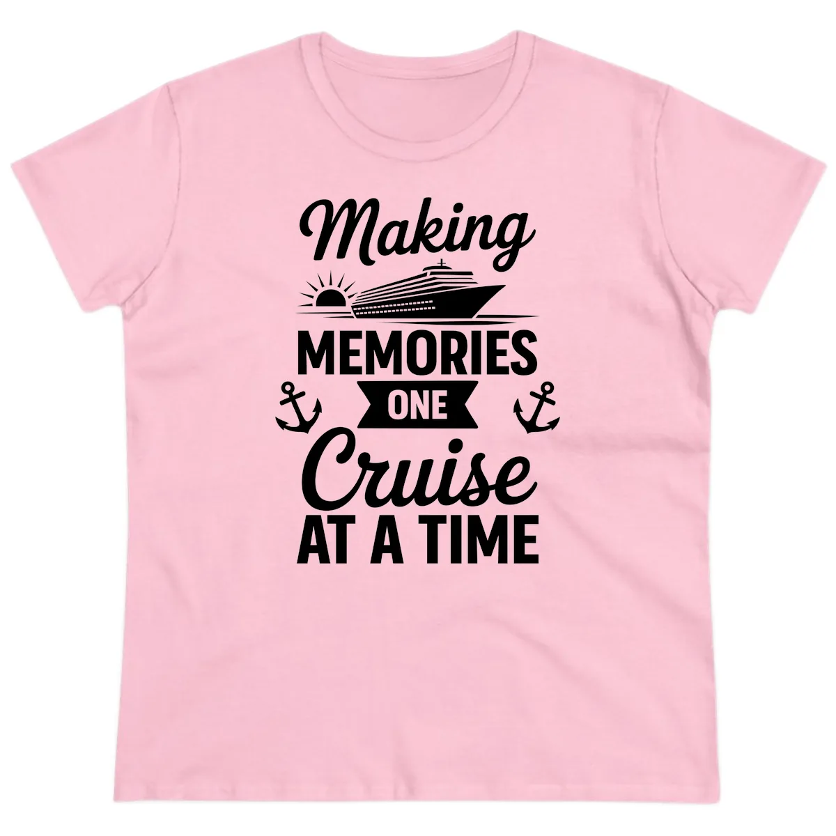 Making Memories One Cruise At A Time Ladies Tee in Light Pink