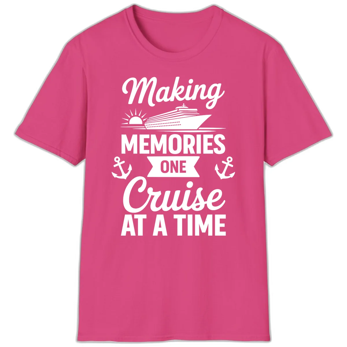 Making Memories One Cruise At A Time T-Shirt in Heliconia