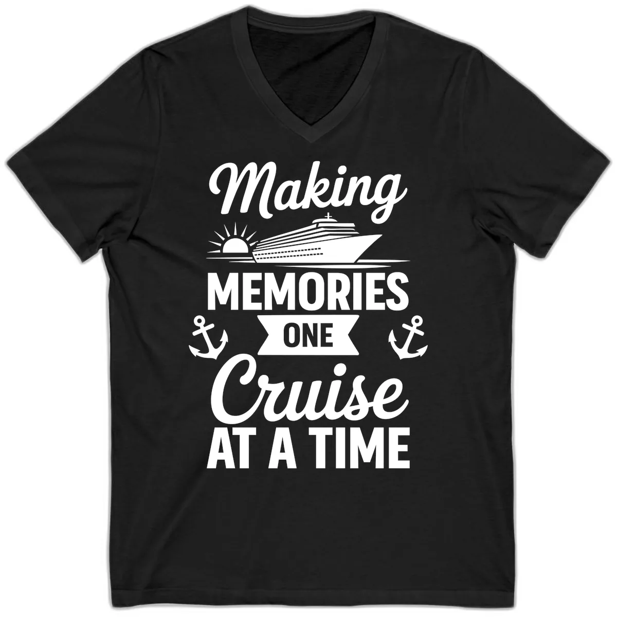 Making Memories One Cruise At A Time V-Neck in Black
