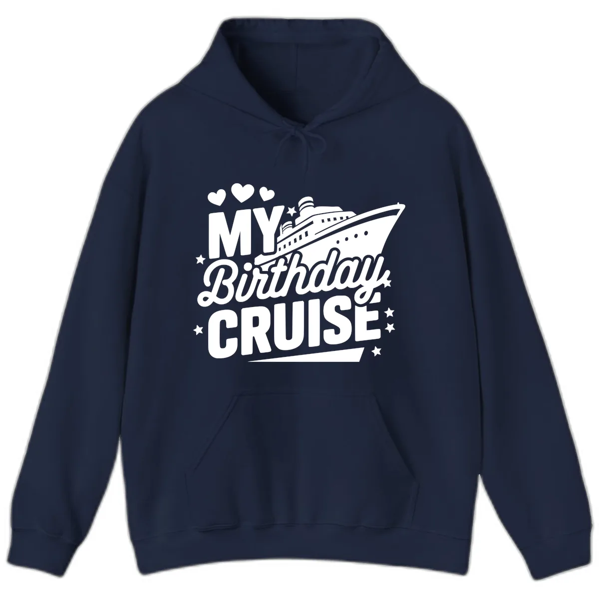 My Birthday Cruise Ship Design Hoodie in Navy