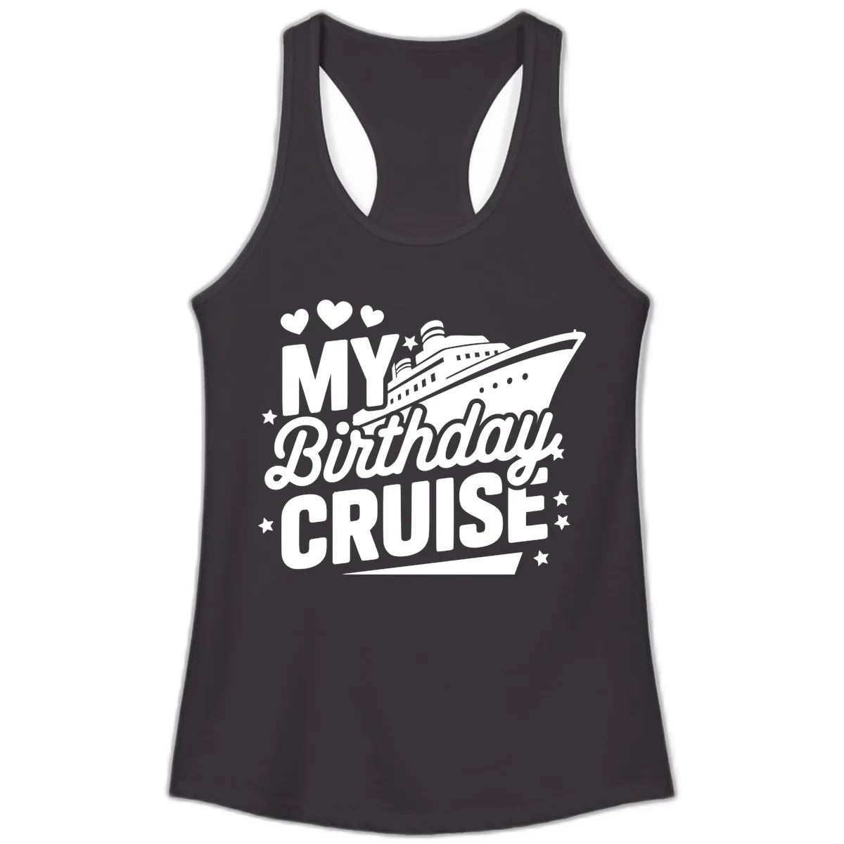 My Birthday Cruise Ship Design Ladies Tank in Black