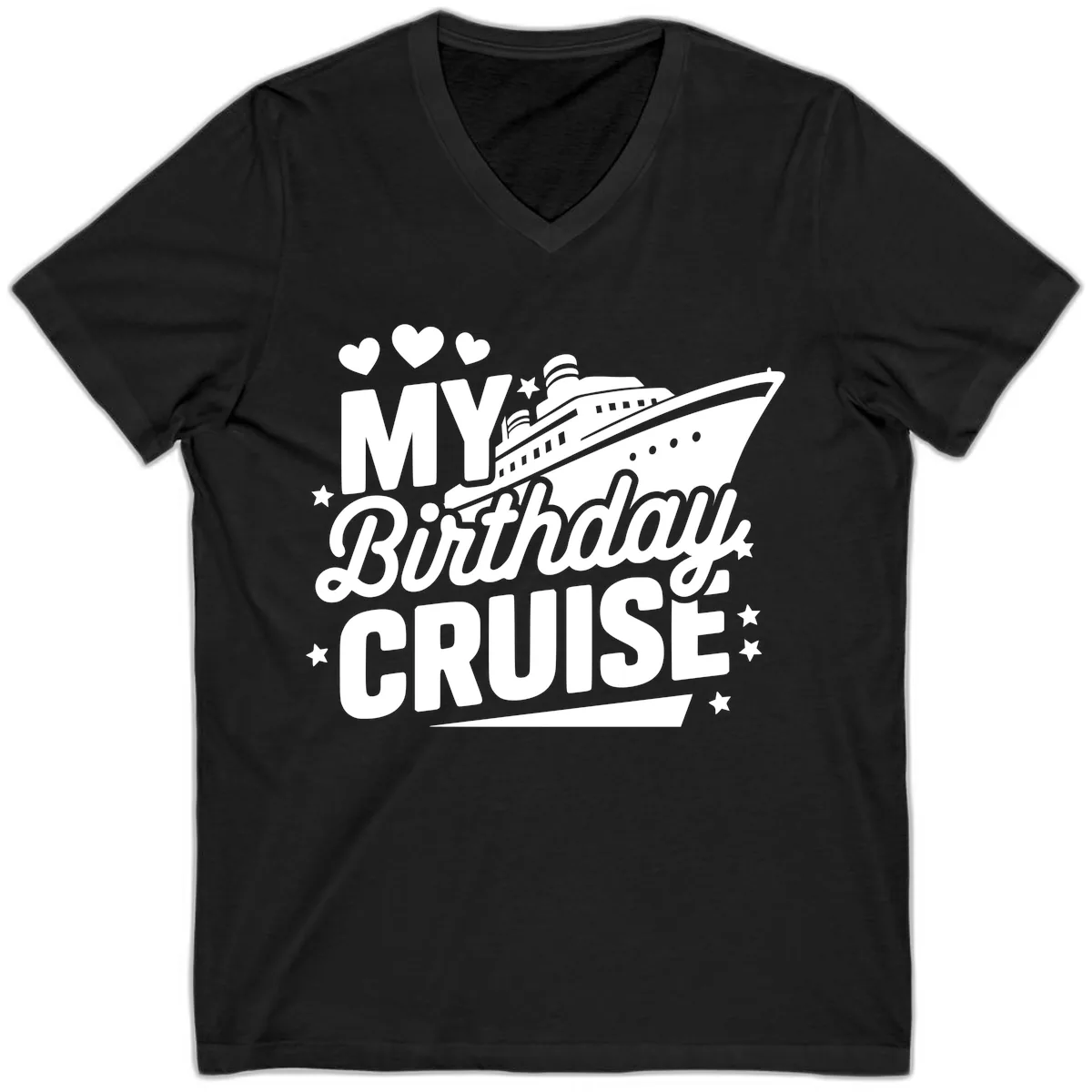 My Birthday Cruise Ship Design V-Neck in Black