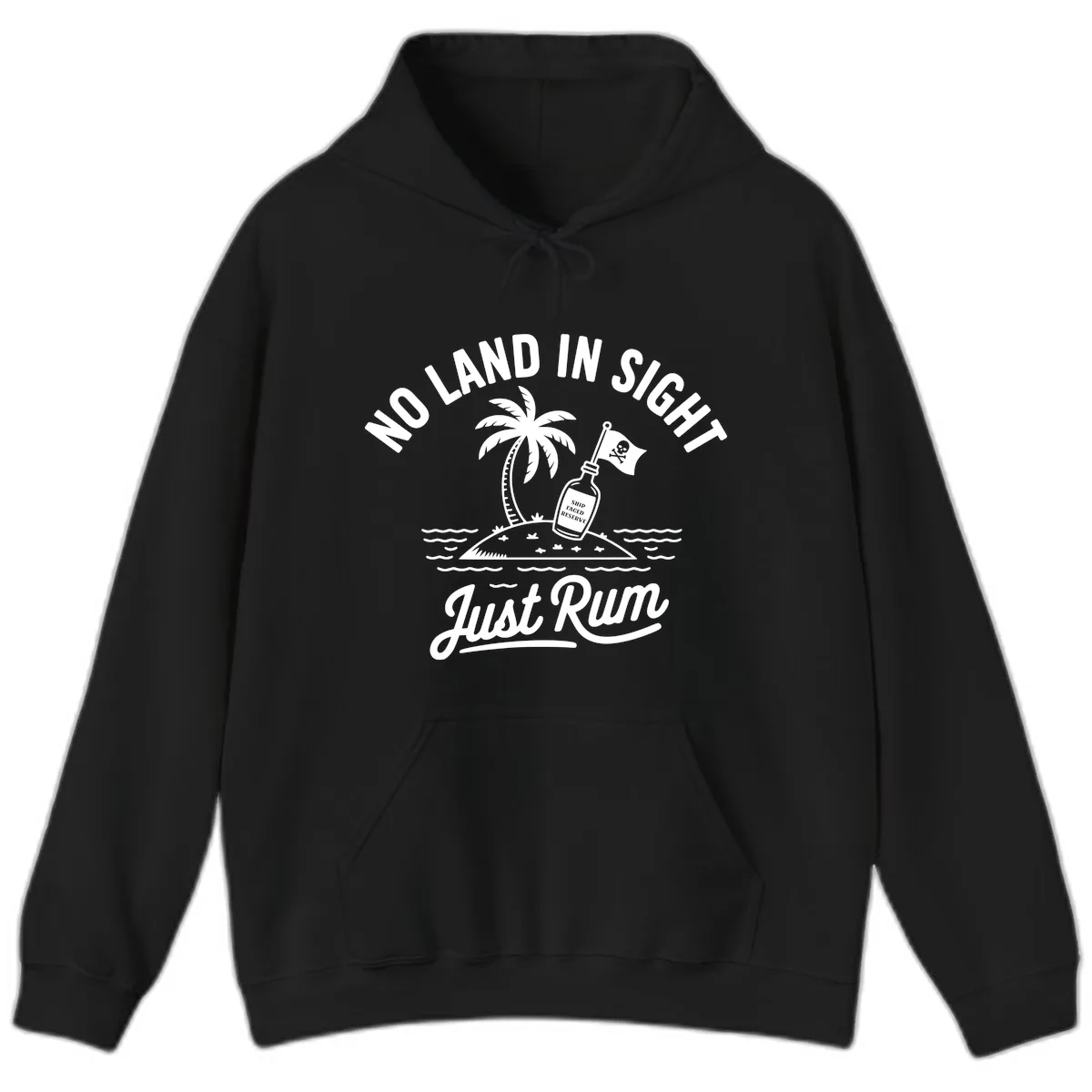 No Land In Sight Just Rum Hoodie in Black