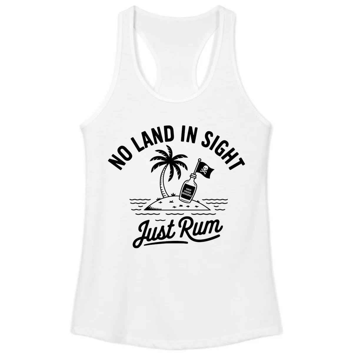 No Land In Sight Just Rum Ladies Tank in White