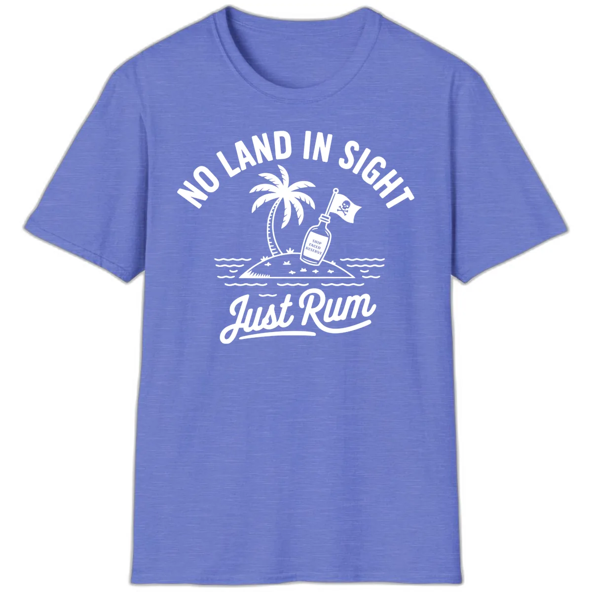 No Land In Sight Just Rum T-Shirt in Heather Royal