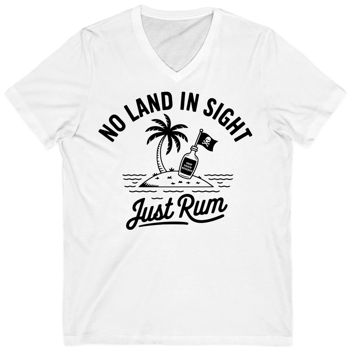 No Land In Sight Just Rum V-Neck in White