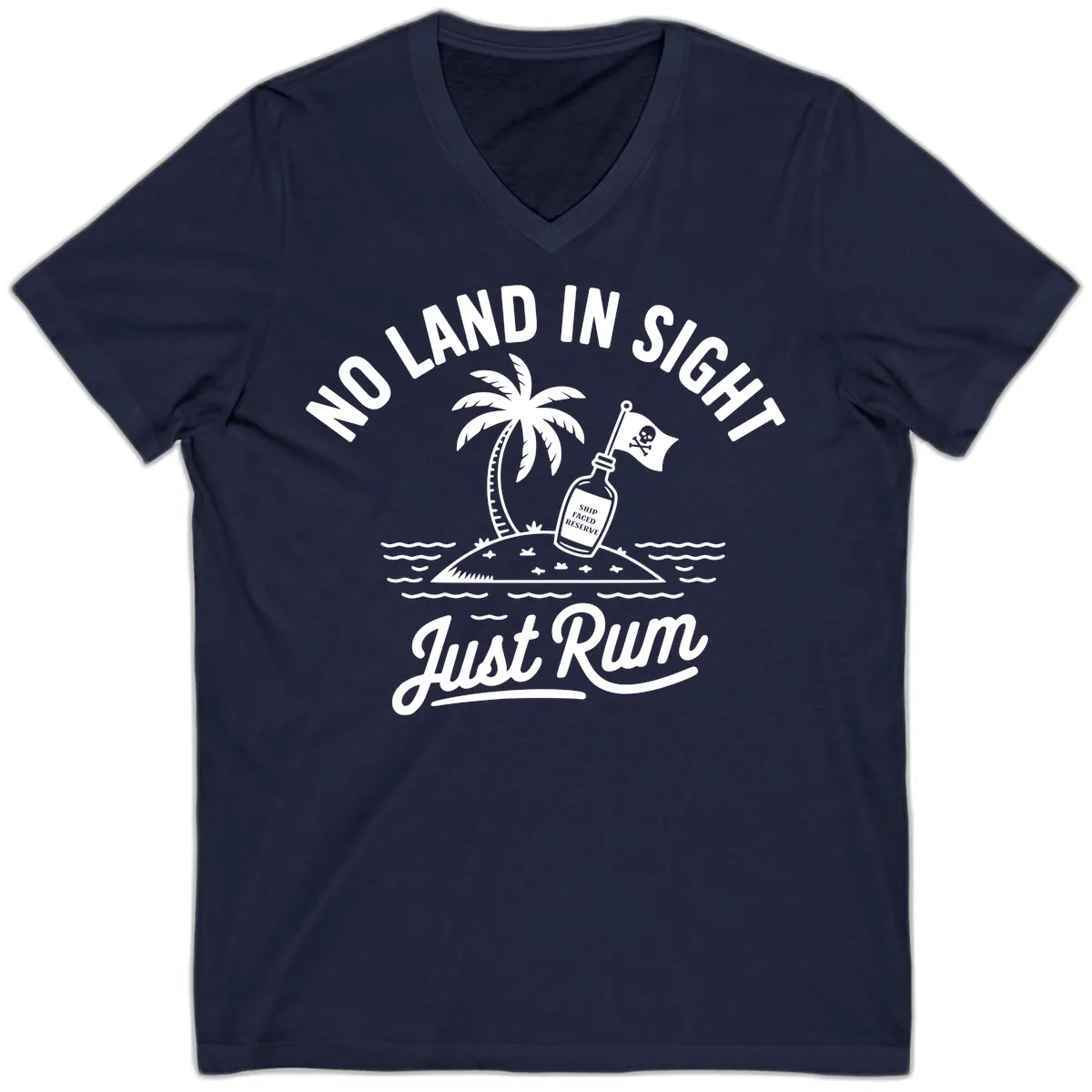 No Land In Sight Just Rum V-Neck in Navy