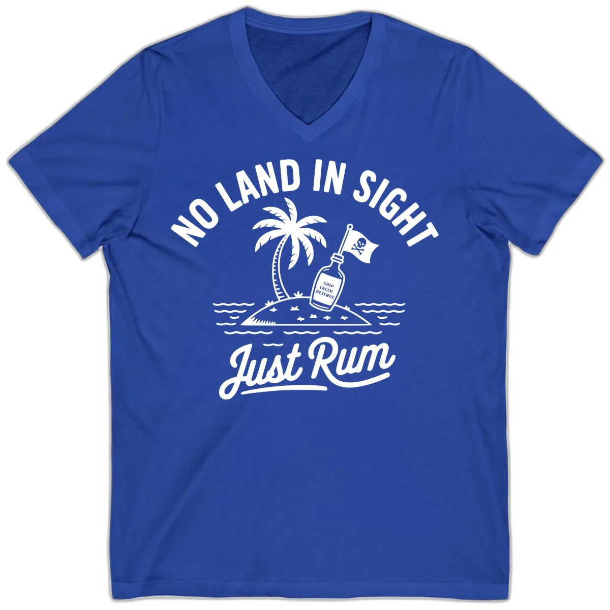 No Land In Sight Just Rum V-Neck in True Royal