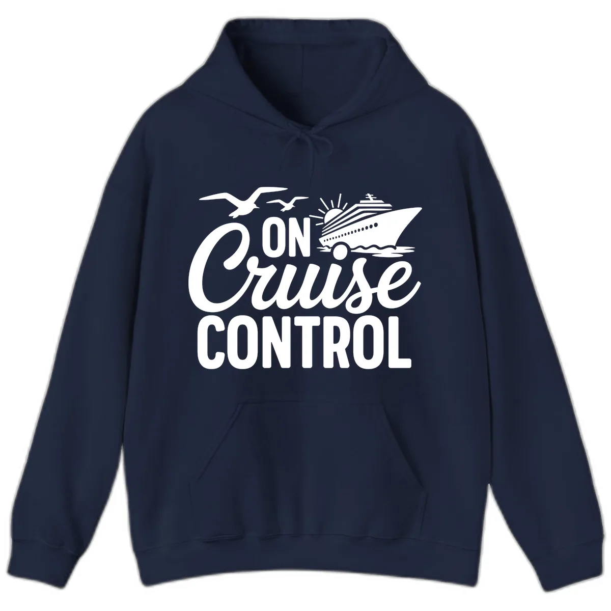 On Cruise Control Slogan Design Hoodie in Navy