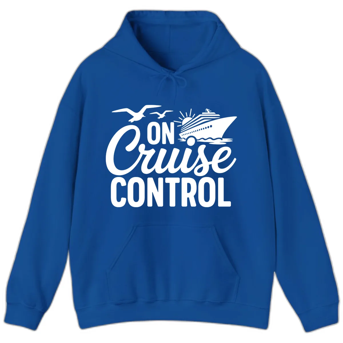 On Cruise Control Slogan Design Hoodie in Royal