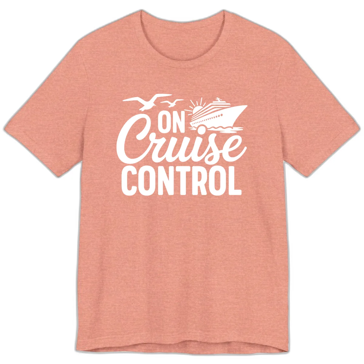 On Cruise Control Slogan Design Premium T-Shirt in Heather Sunset