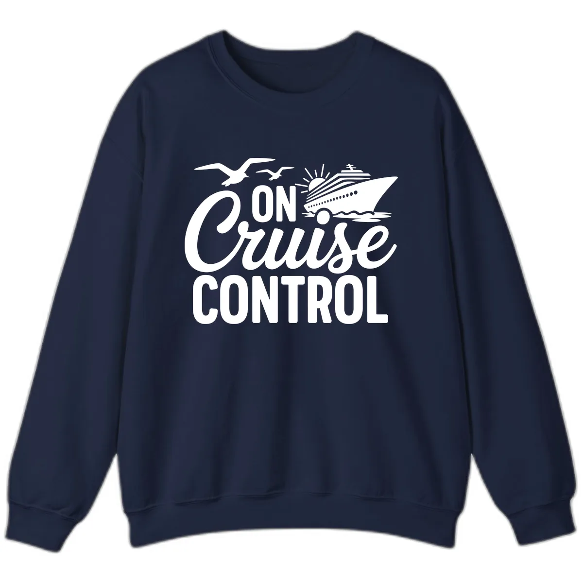 On Cruise Control Slogan Design Sweatshirt in Navy
