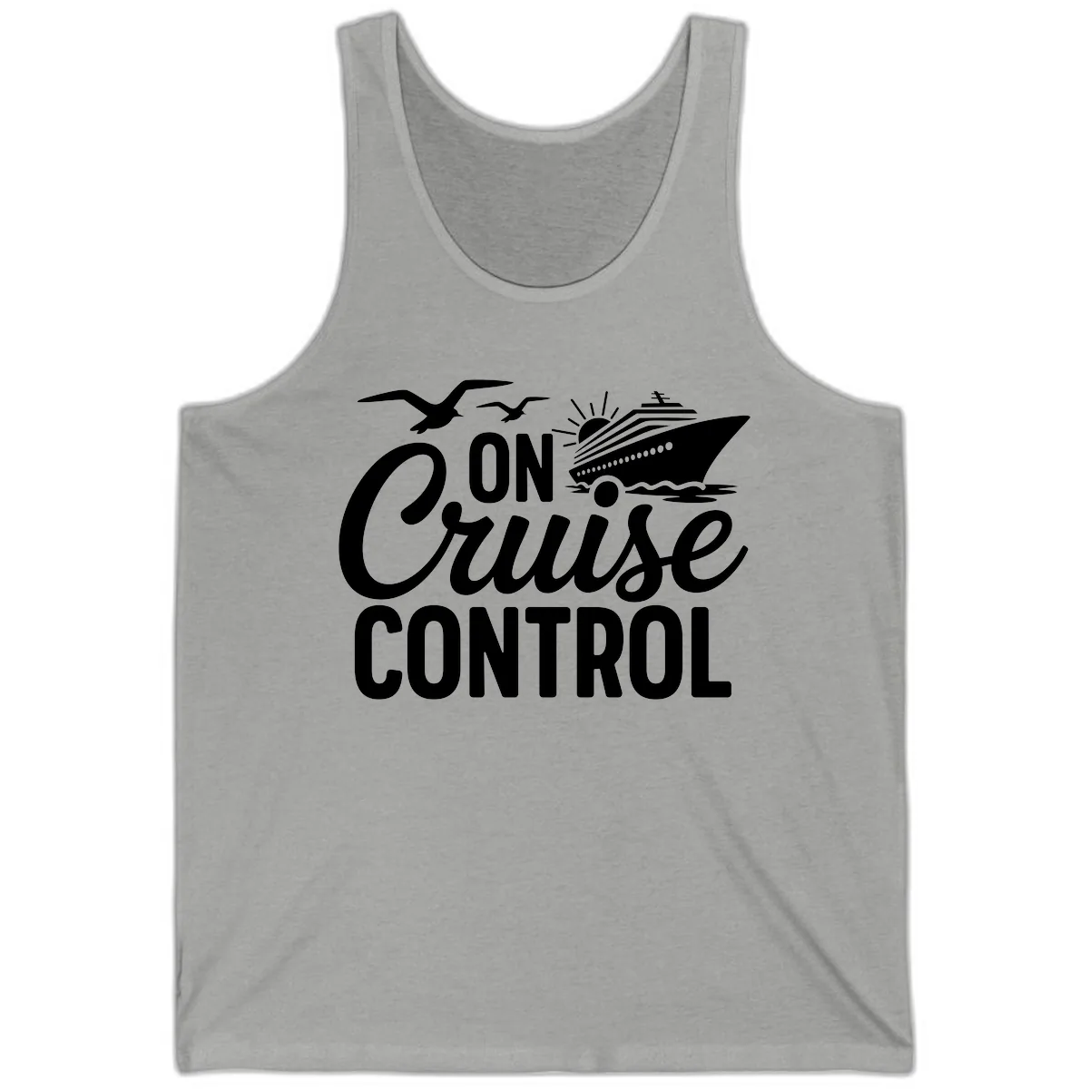 On Cruise Control Slogan Design Tank in Athletic Heather
