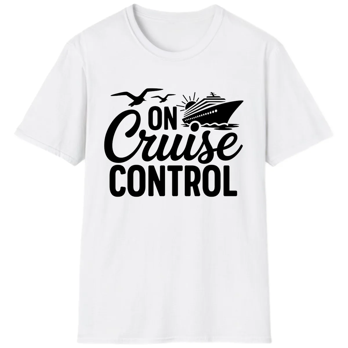 On Cruise Control Slogan Design T-Shirt in White