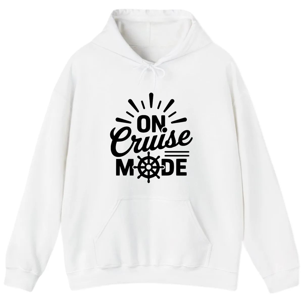 On Cruise Mode Ship Wheel Design Hoodie in White