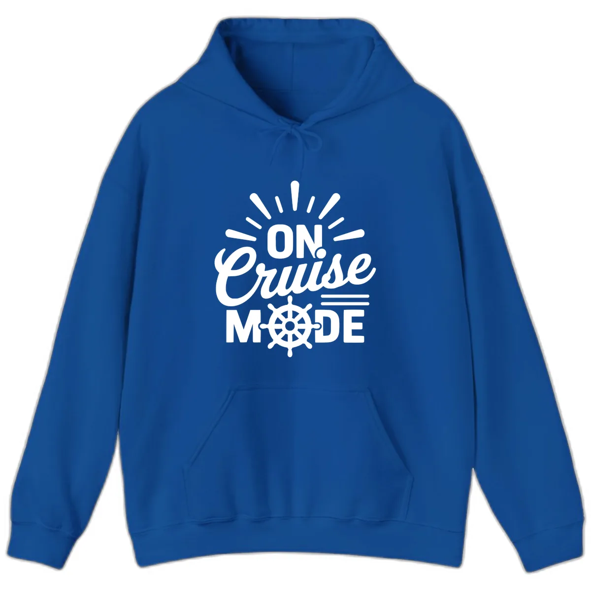 On Cruise Mode Ship Wheel Design Hoodie in Royal