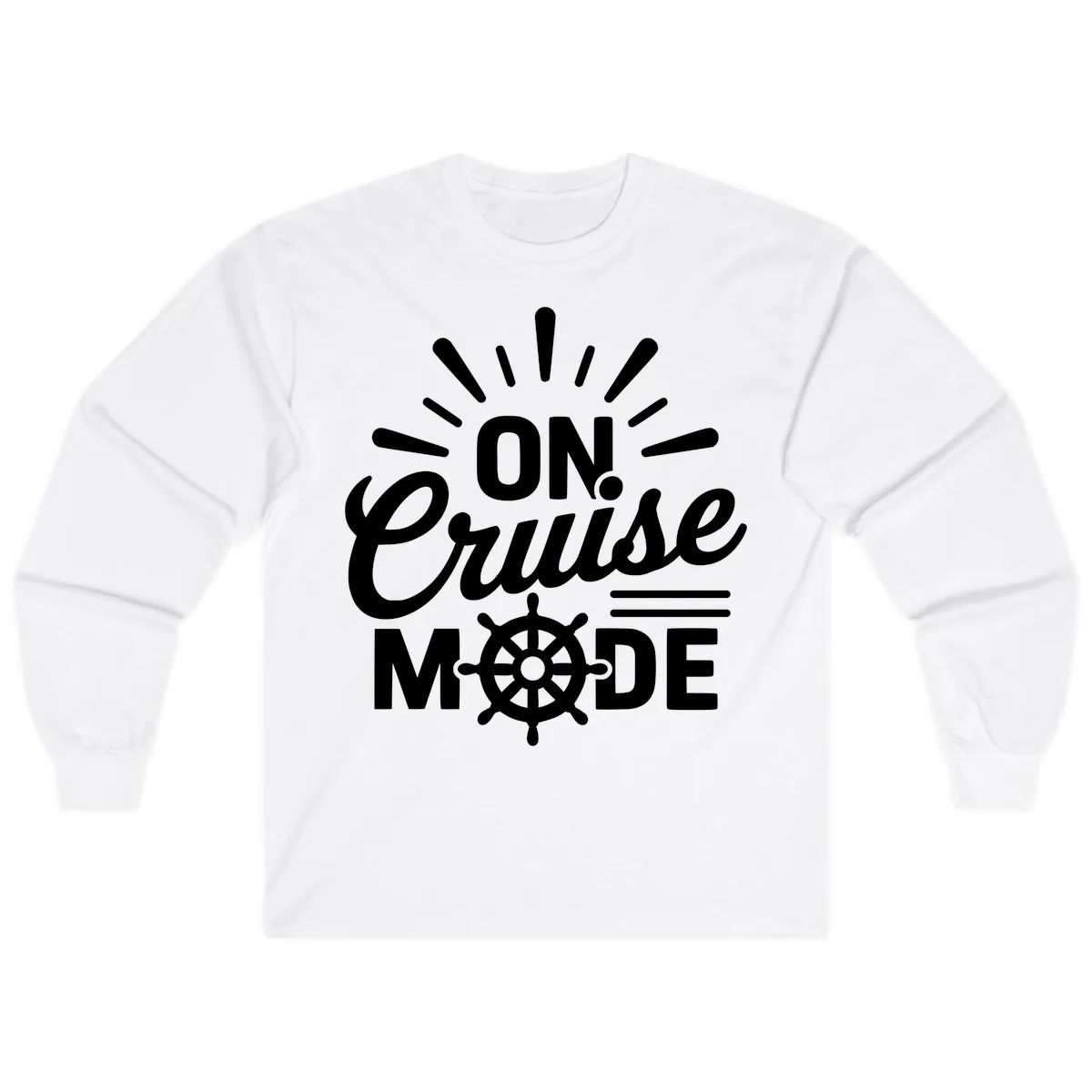 On Cruise Mode Ship Wheel Design Long Sleeve in White
