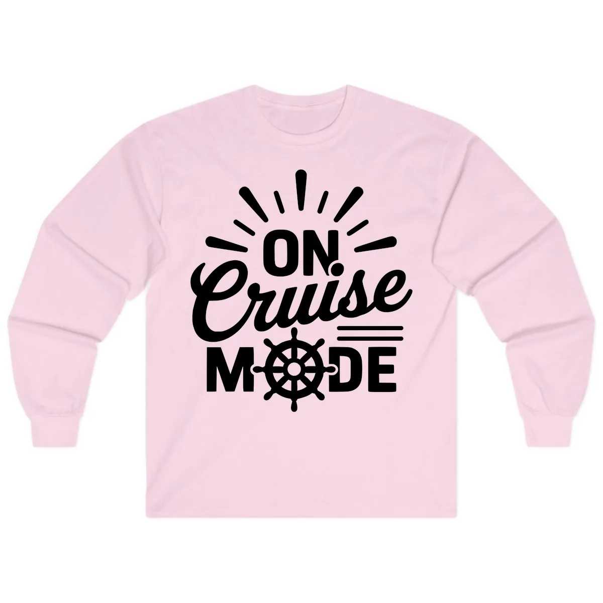 On Cruise Mode Ship Wheel Design Long Sleeve in Light Pink