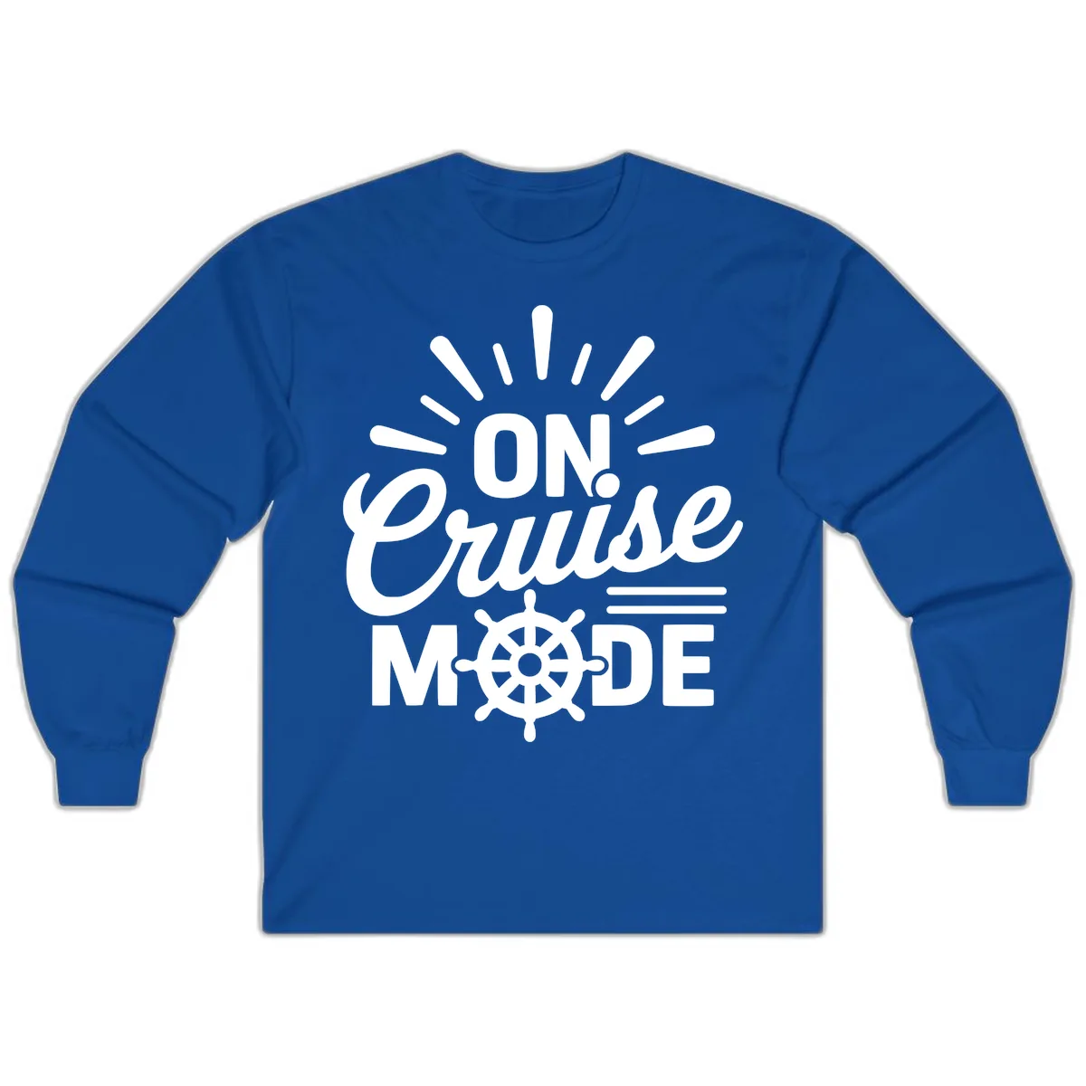 On Cruise Mode Ship Wheel Design Long Sleeve in Royal
