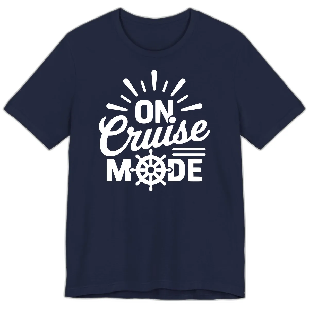 On Cruise Mode Ship Wheel Design Premium T-Shirt in Navy