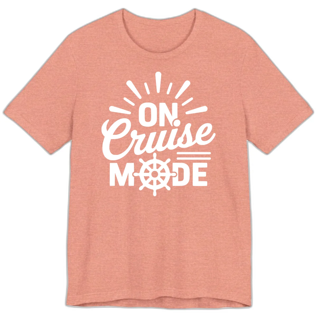 On Cruise Mode Ship Wheel Design Premium T-Shirt in Heather Sunset