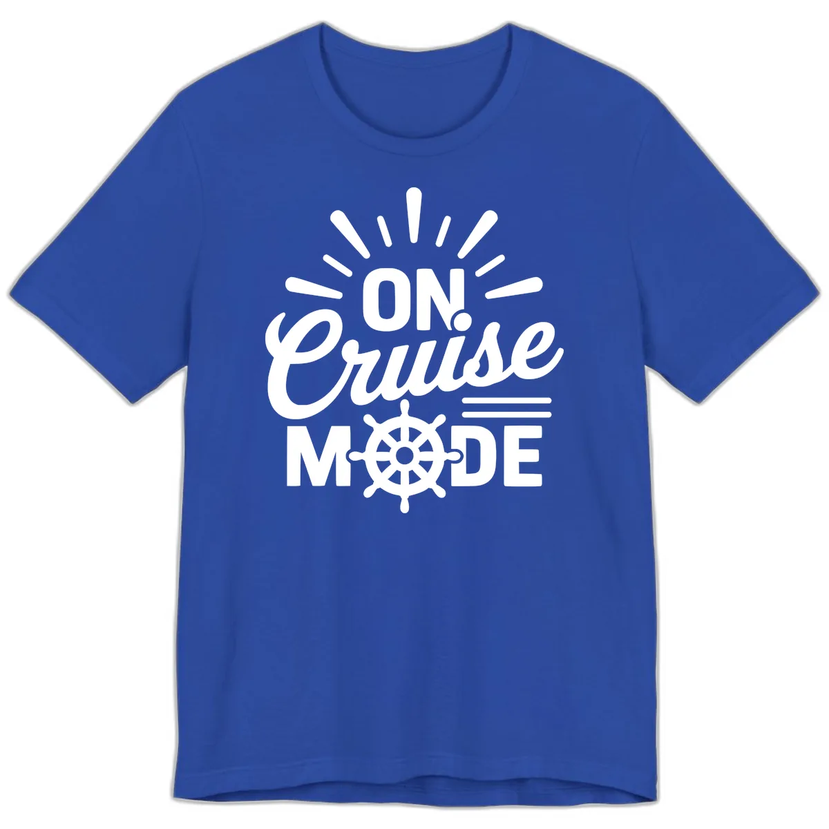 On Cruise Mode Ship Wheel Design Premium T-Shirt in True Royal