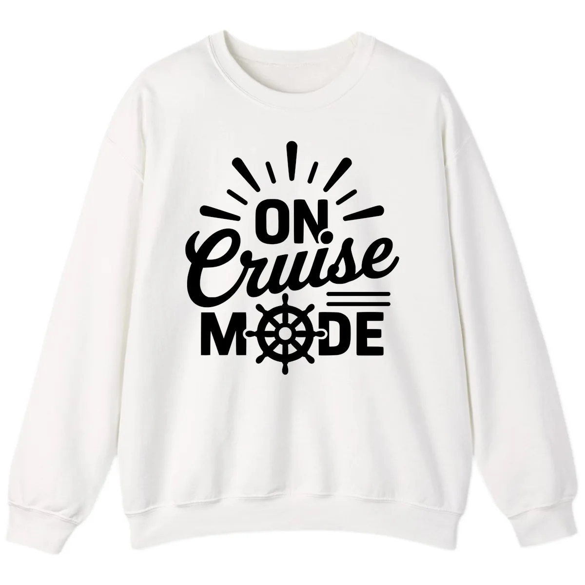 On Cruise Mode Ship Wheel Design Sweatshirt in White