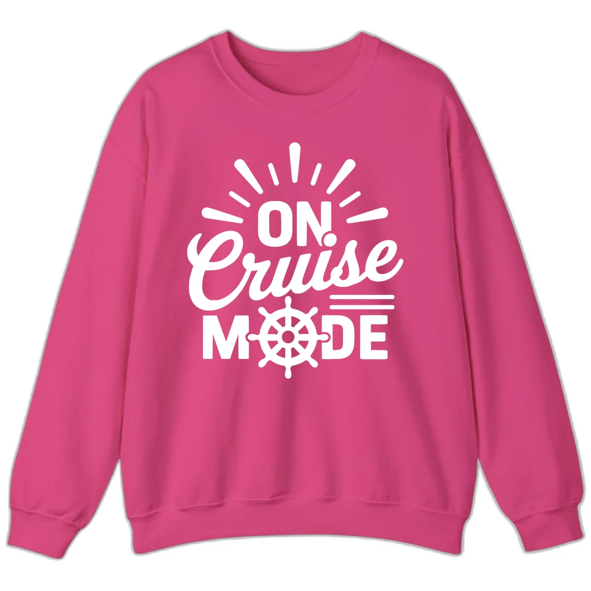 On Cruise Mode Ship Wheel Design Sweatshirt in Heliconia