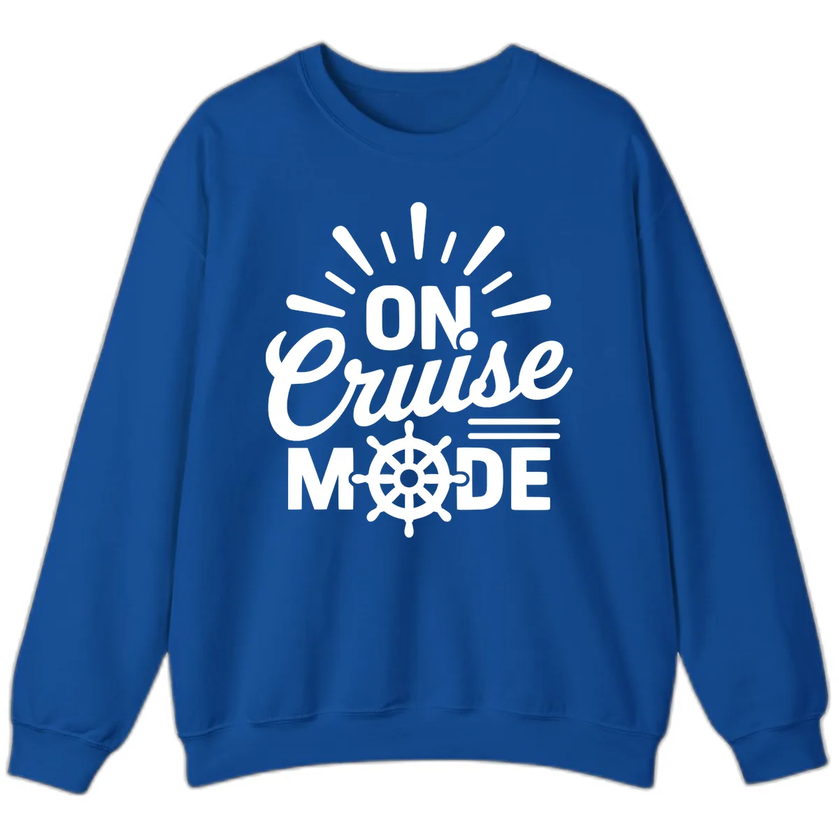 On Cruise Mode Ship Wheel Design Sweatshirt in Royal