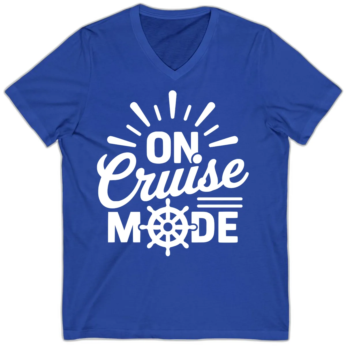 On Cruise Mode Ship Wheel Design V-Neck in True Royal