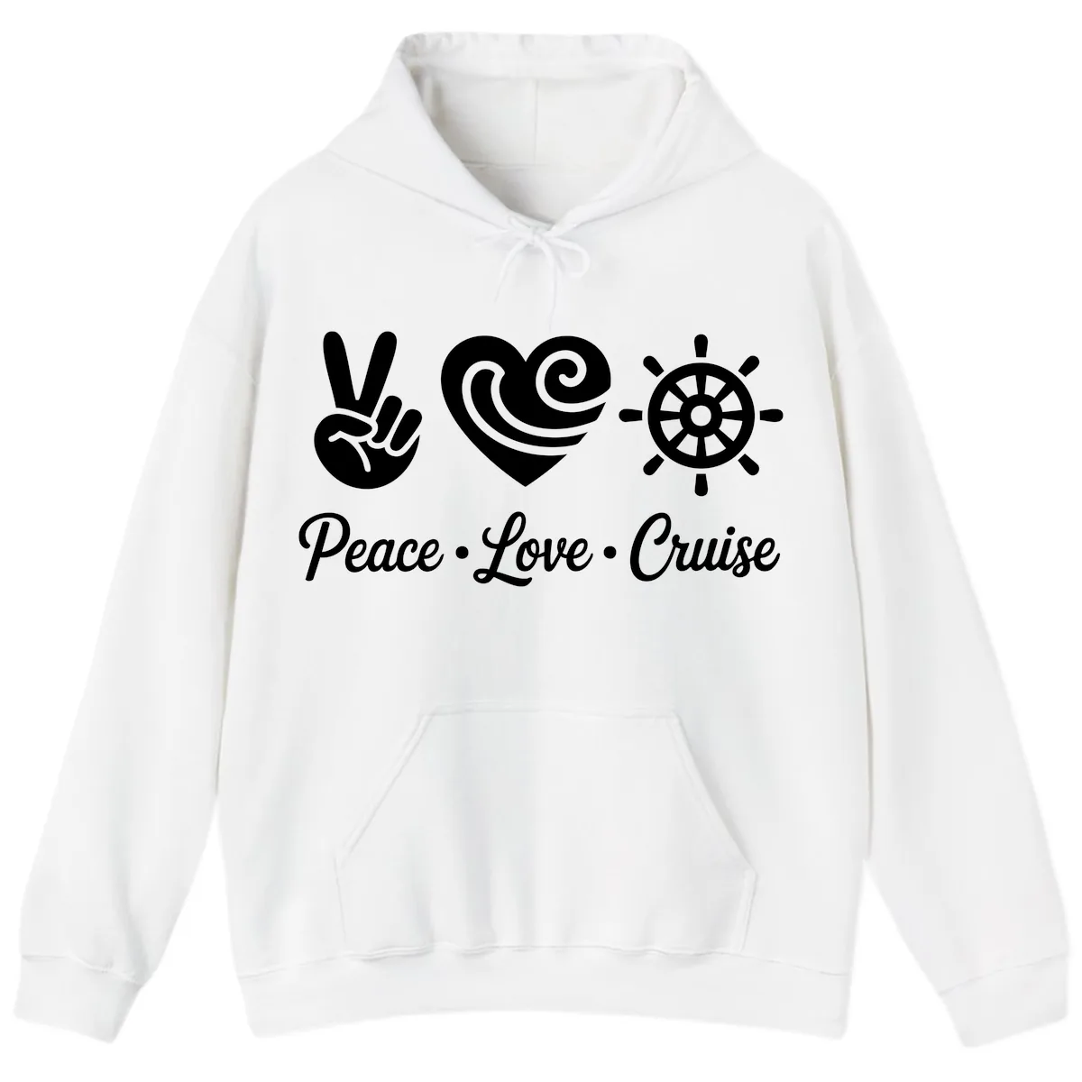 Peace Love Cruise Design Hoodie in White