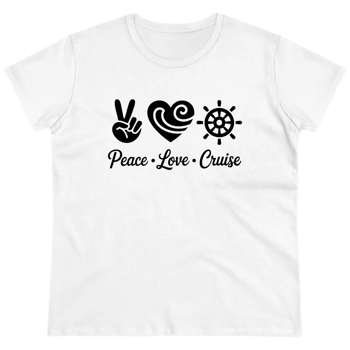 Peace Love Cruise Design Ladies Tee in White