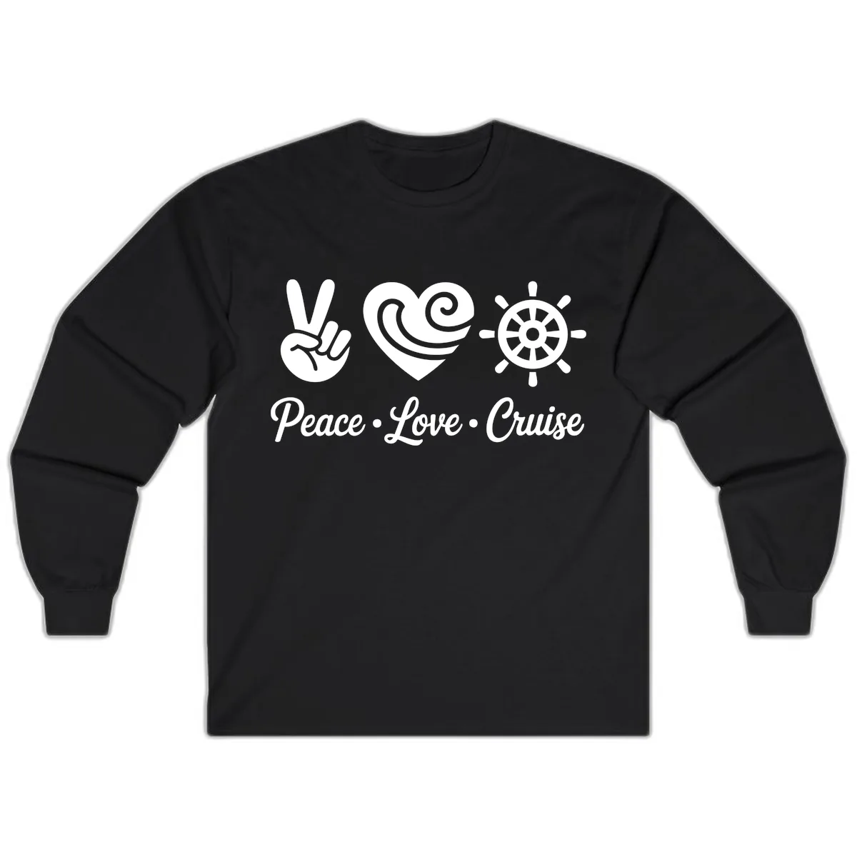 Peace Love Cruise Design Long Sleeve in Black