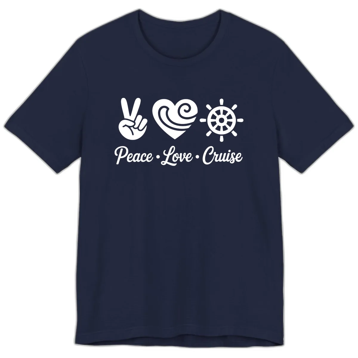 Peace Love Cruise Design Premium T-Shirt in Navy