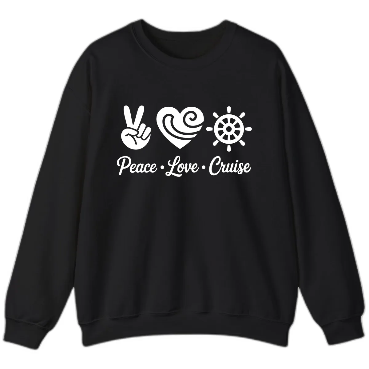 Peace Love Cruise Design Sweatshirt in Black