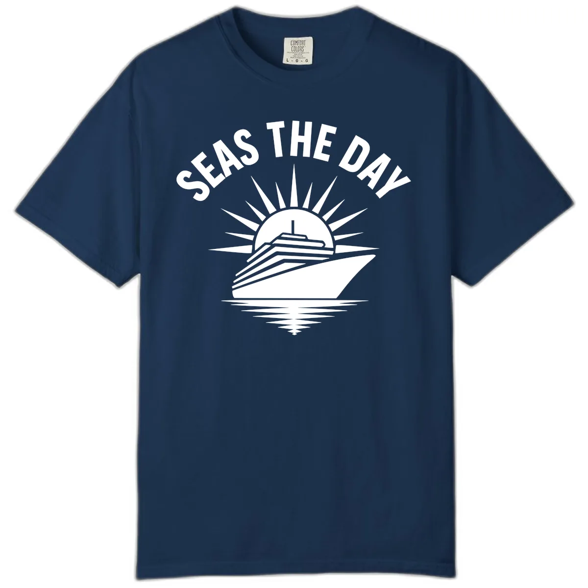 Seas The Day Cruise Ship Design Comfort Color in Navy