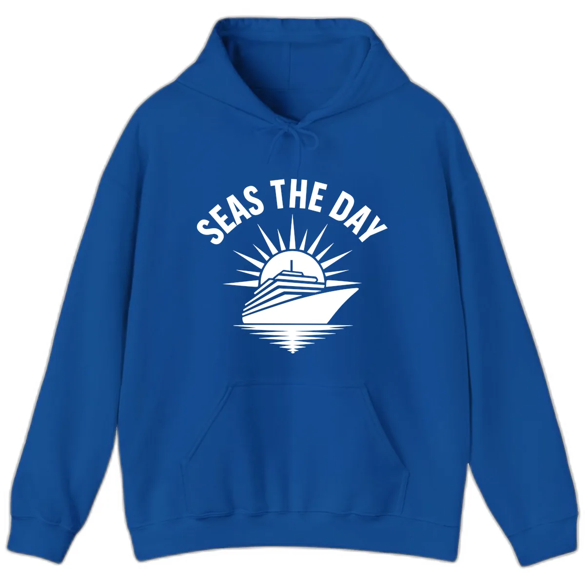 Seas The Day Cruise Ship Design Hoodie in Royal