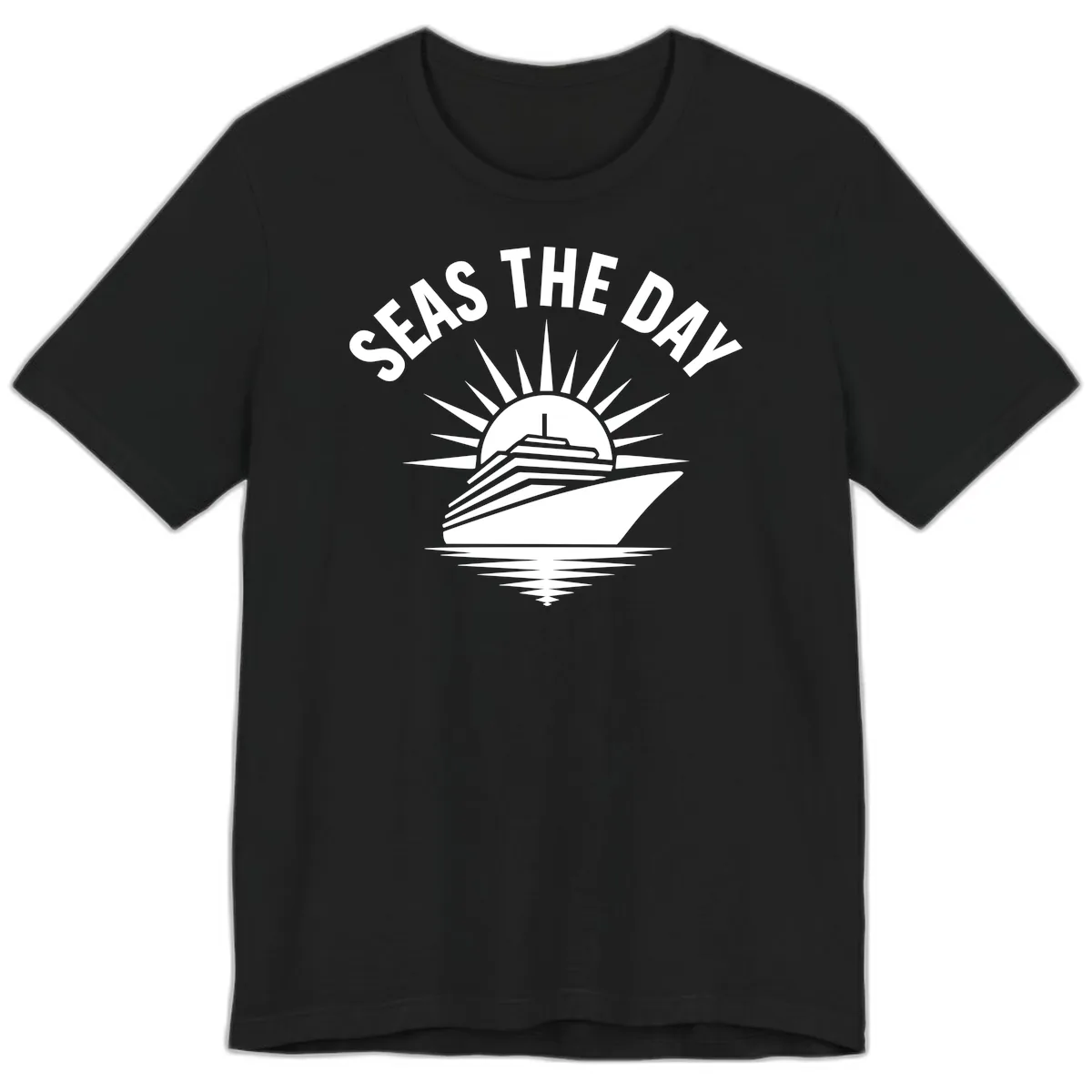 Seas The Day Cruise Ship Design Premium T-Shirt in Black