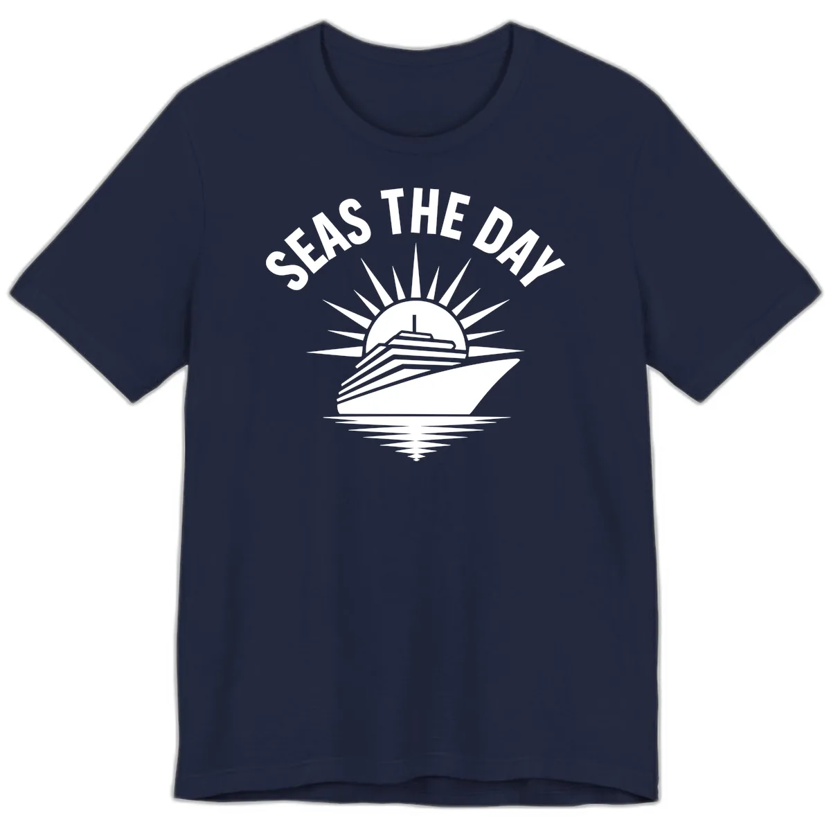 Seas The Day Cruise Ship Design Premium T-Shirt in Navy