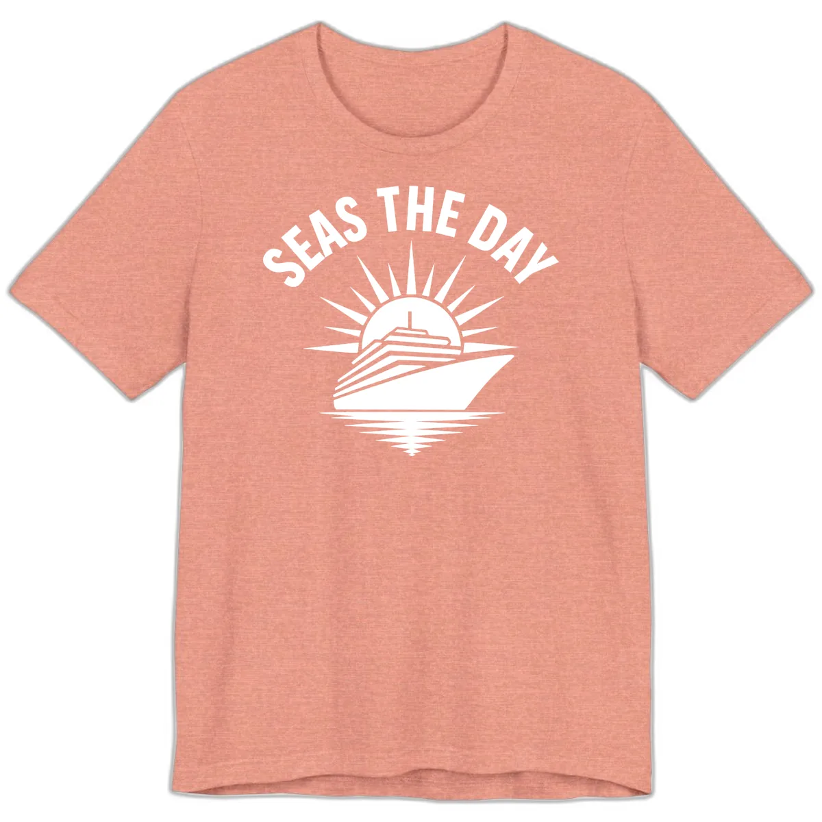 Seas The Day Cruise Ship Design Premium T-Shirt in Heather Sunset