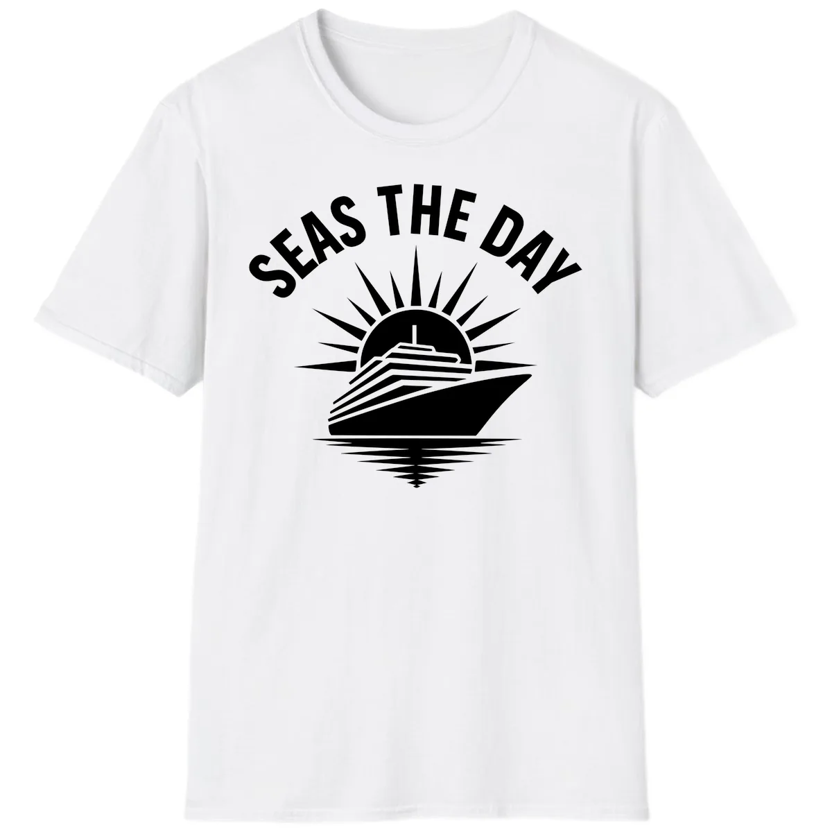Seas The Day Cruise Ship Design T-Shirt in White